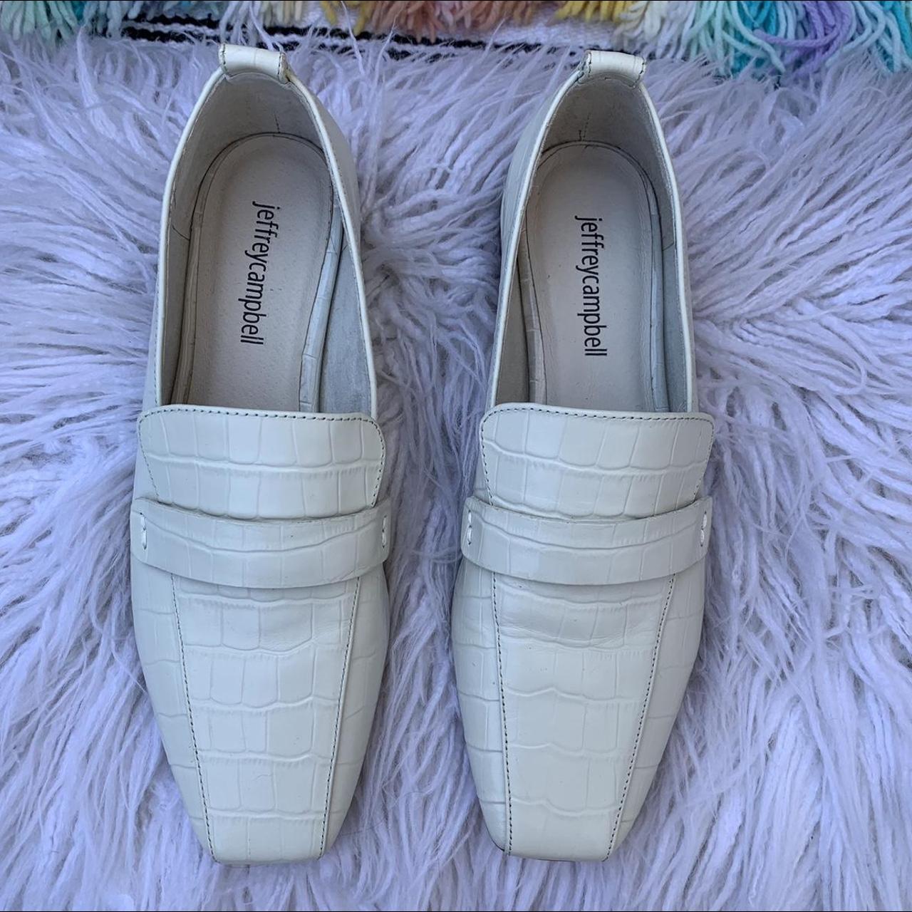 Square toe white embossed leather Jeffery Campbell... - Depop