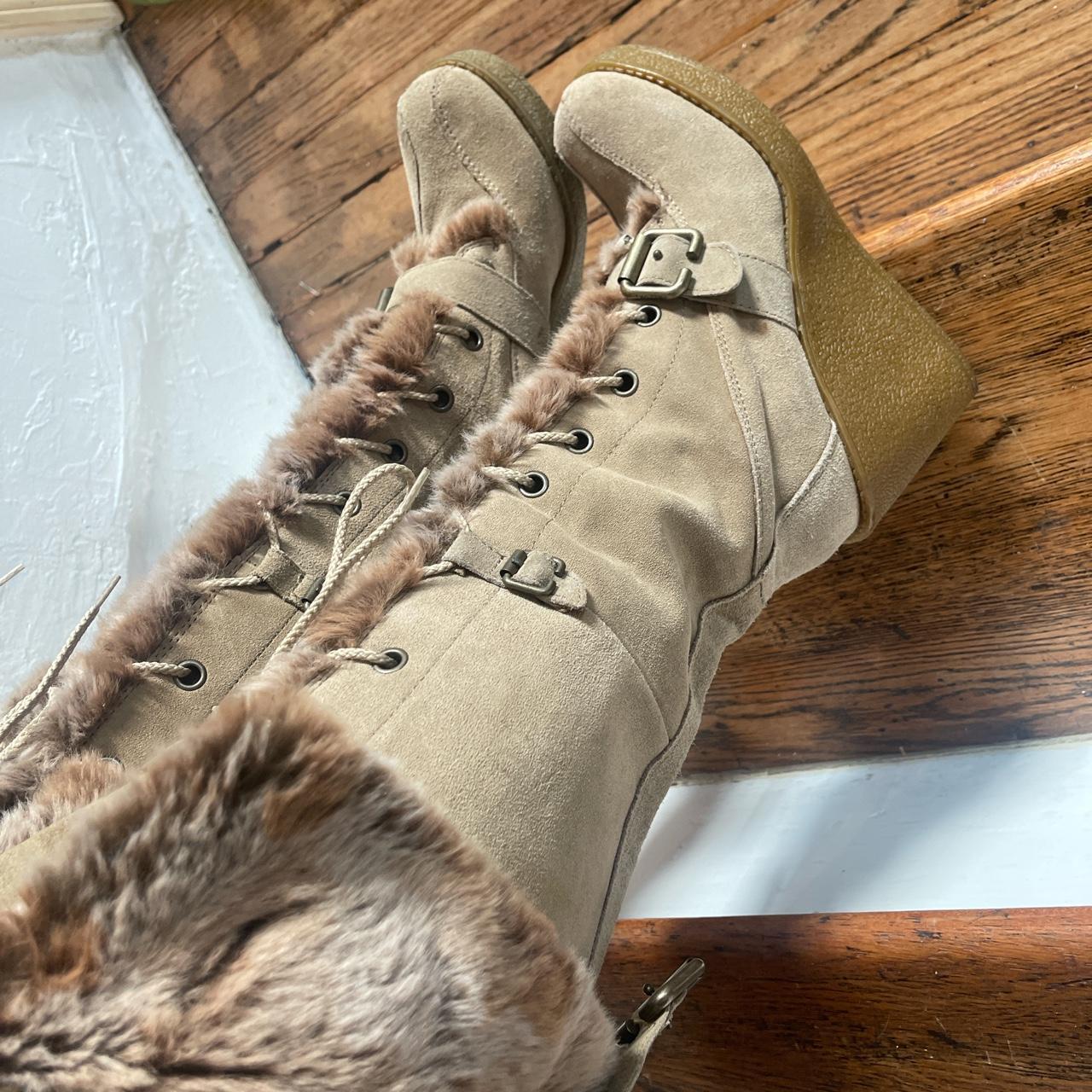 Vintage Report Camel Explorer boots! Faux fur is... - Depop