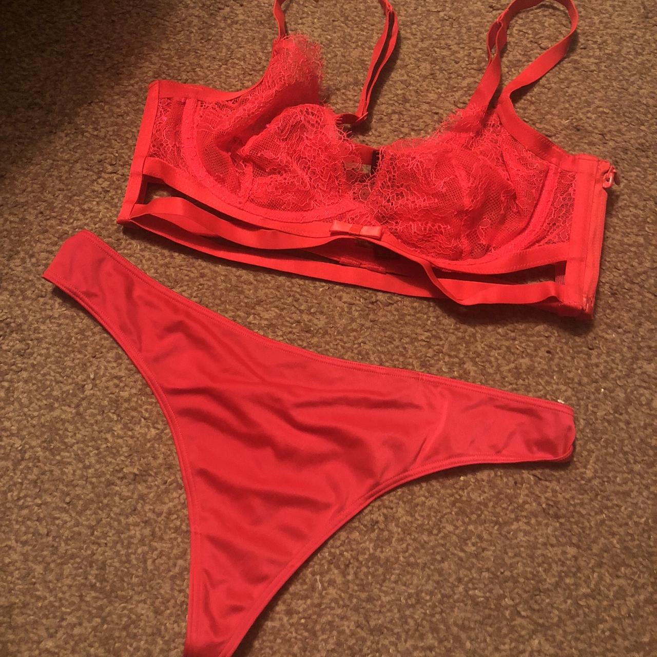 Victoria's Secret Red Underwear Set - Red Strappy - Depop