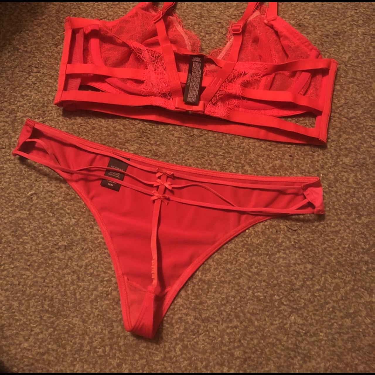 Victoria's Secret Red Underwear Set - Red Strappy - Depop