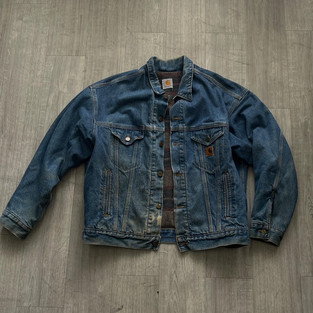 Vintage Carhartt Sun faded Denim Jacket Can ship... - Depop