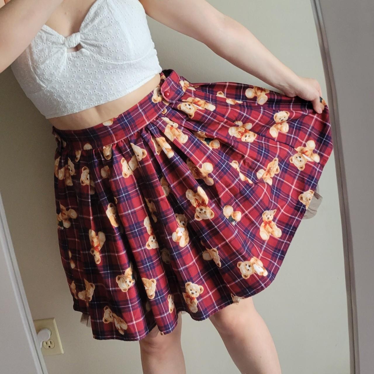 Teddy bear plaid skirt by ank rouge lolita skirt...