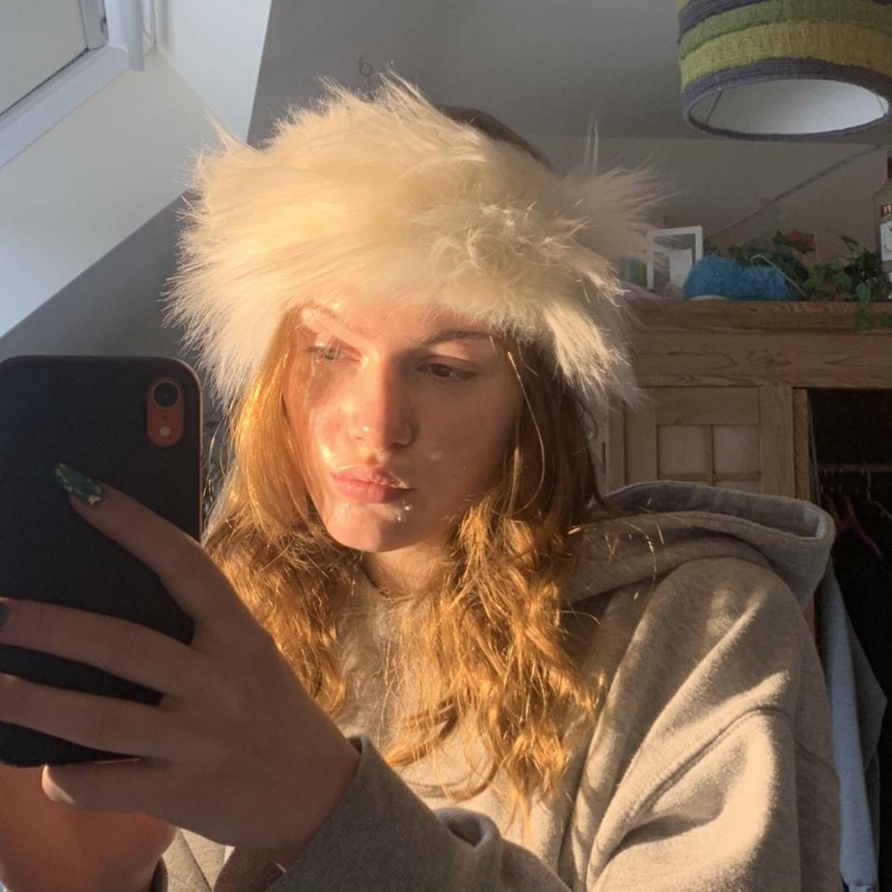 white fluffy headband / arctic fox headband 🤍 sooo... Depop