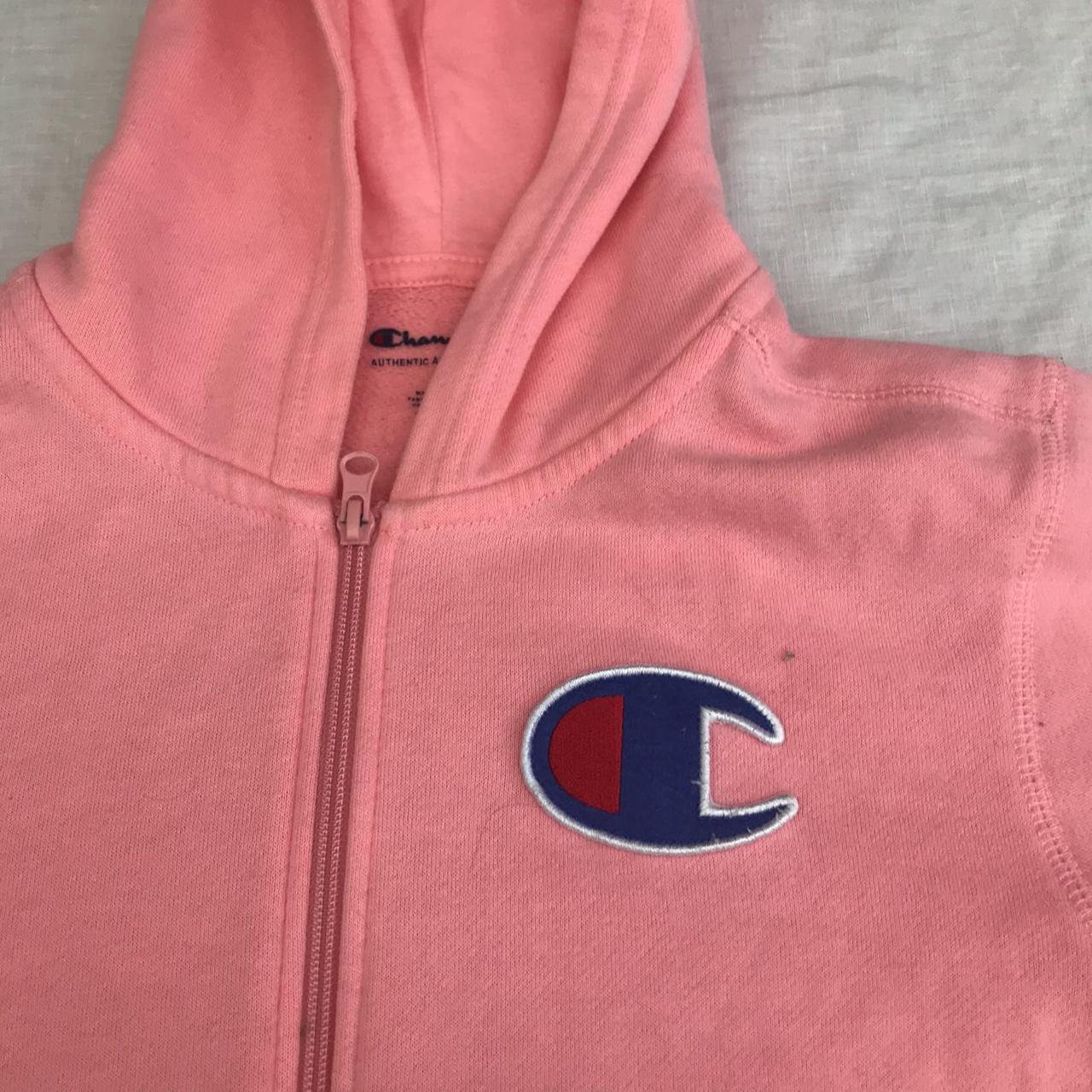 Champion Men's Pink and White Hoodie | Depop