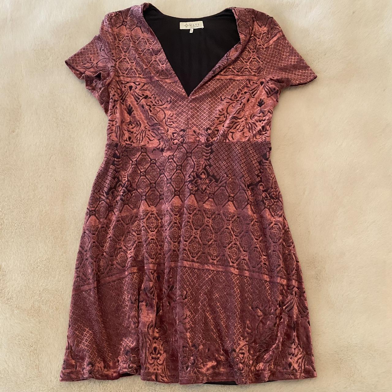 Wayf Bohemian print velvet dress. Causal skater... - Depop