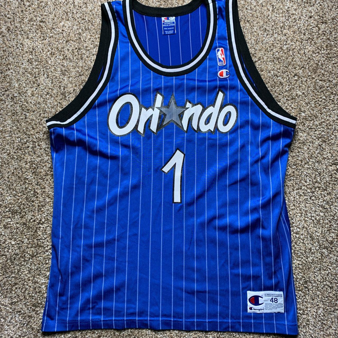 Men 1 Penny Hardaway Blue Jersey Orlando Magic Thowback Swingman Jersey