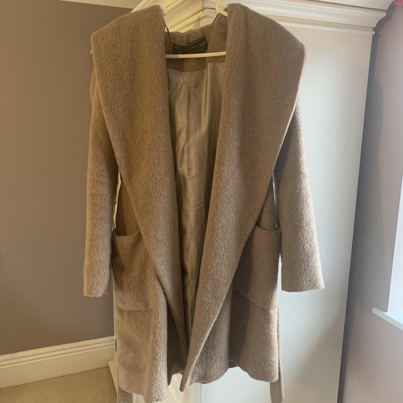Zara camel mohair hooded coat with Size: