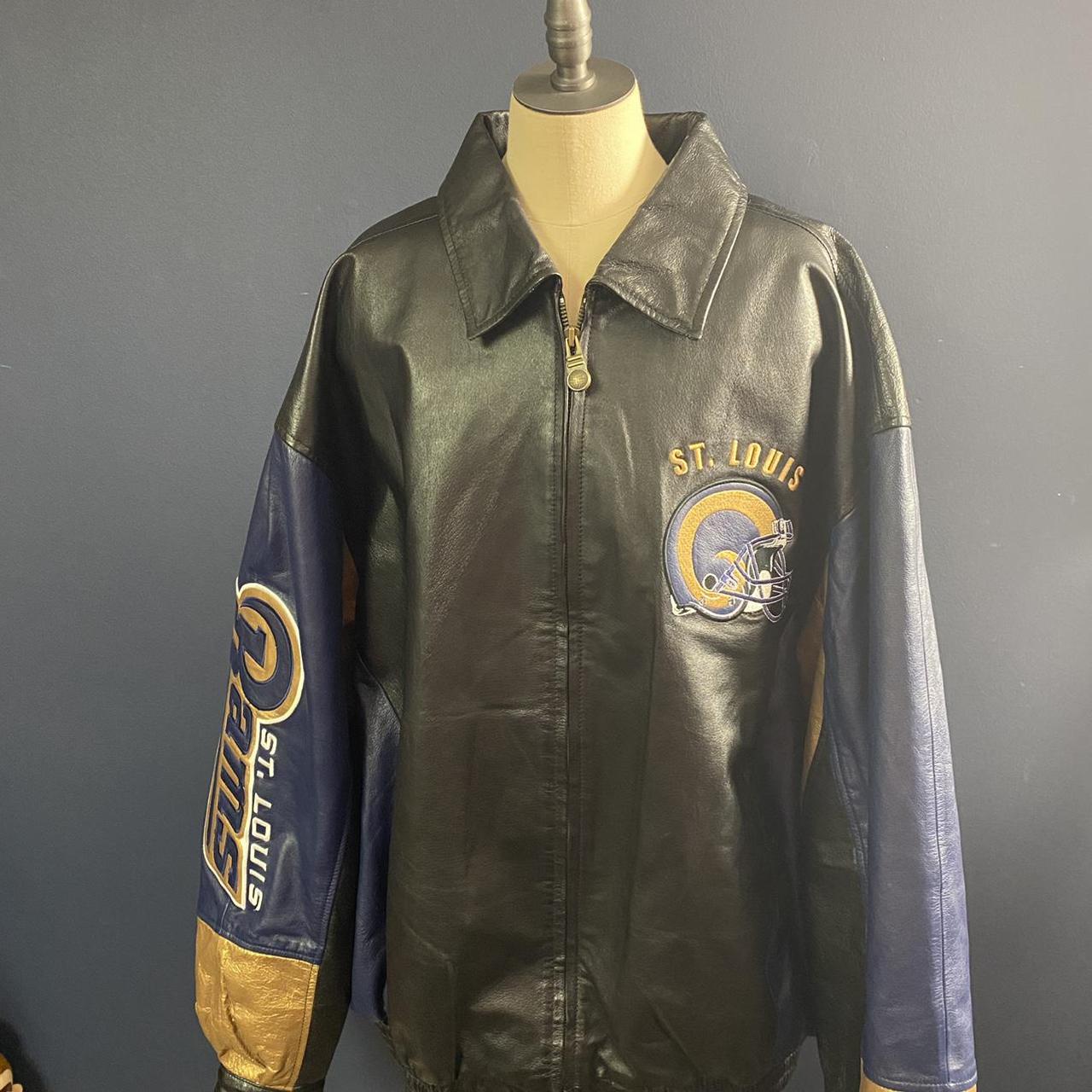 St Louis Rams leather coat XL - Depop