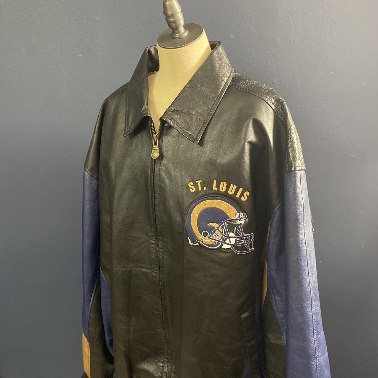 St Louis Rams leather coat XL - Depop