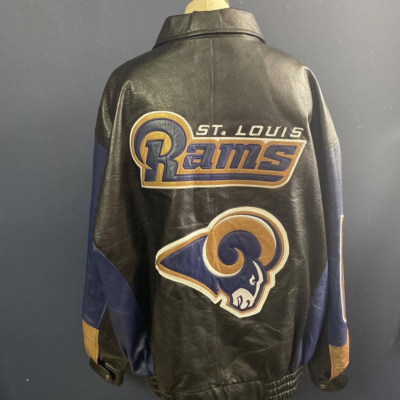 St Louis Rams leather coat XL - Depop