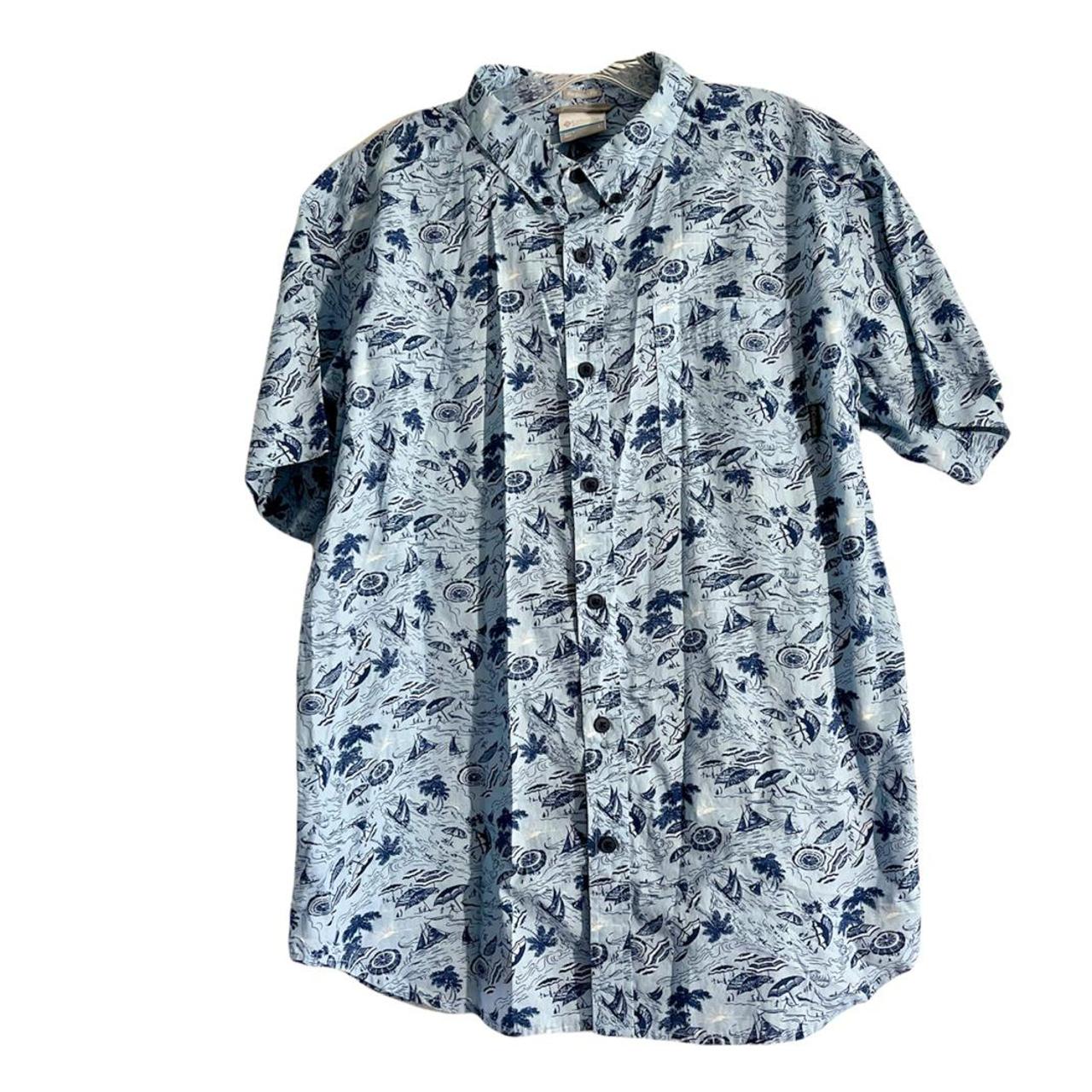 Columbia Blue Beach Button-Up Size: Large * Shirts... - Depop