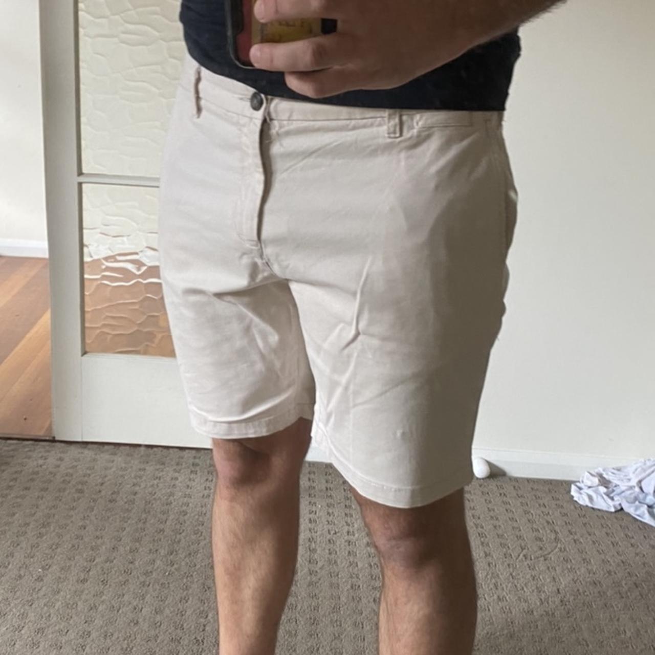 French Connection Men’s cream colored dress shorts,... Depop