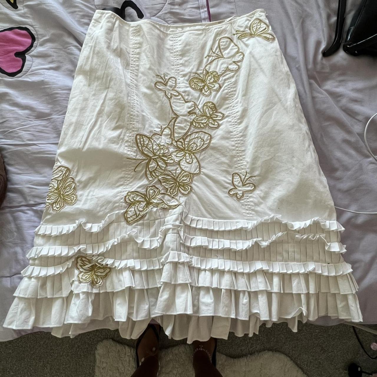 insane Karen Millen white rara long skirt with... Depop