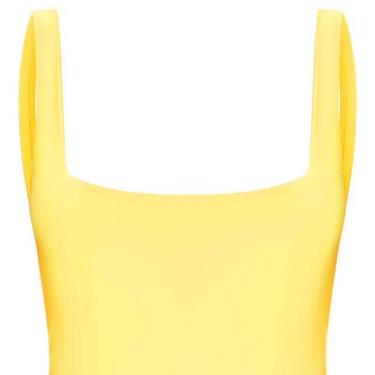 Yellow Second Skin Square Neck Sleeveless Thong Bodysuit
