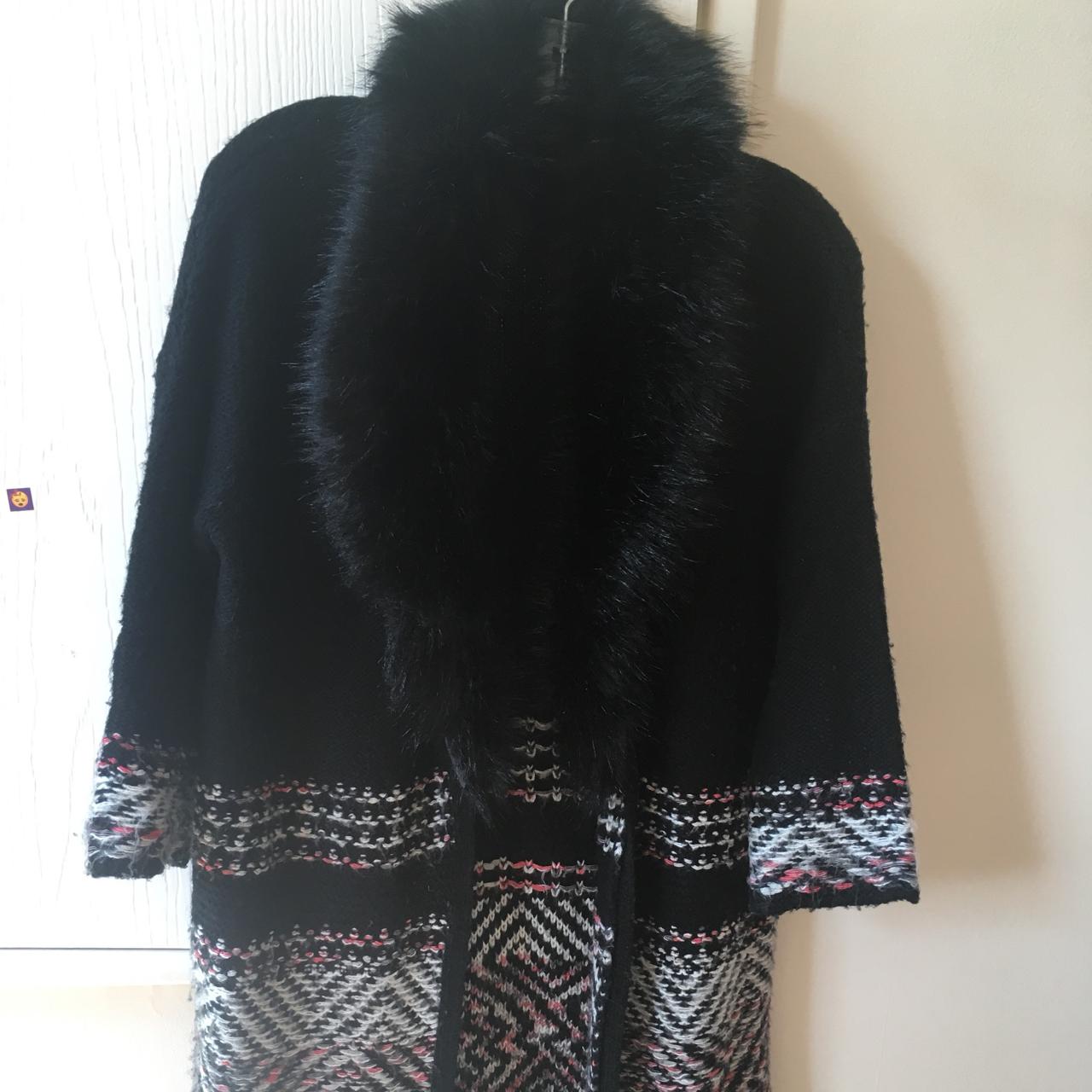 Size black River island fur collar Cardigan/Coat Depop