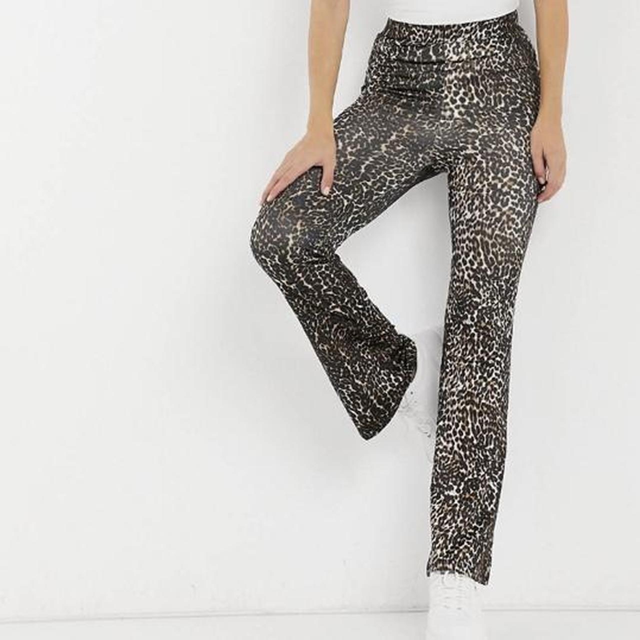 Brown Leopard Print Textured Flared Trousers | New Look