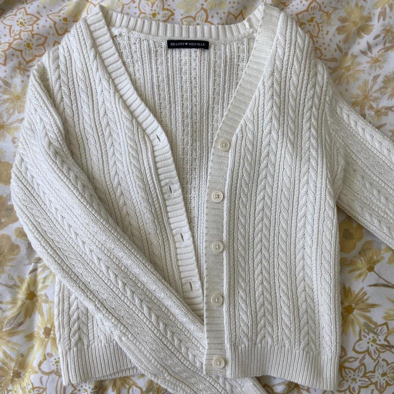 BRANDY MELVILLE cream knit cardigan - Depop