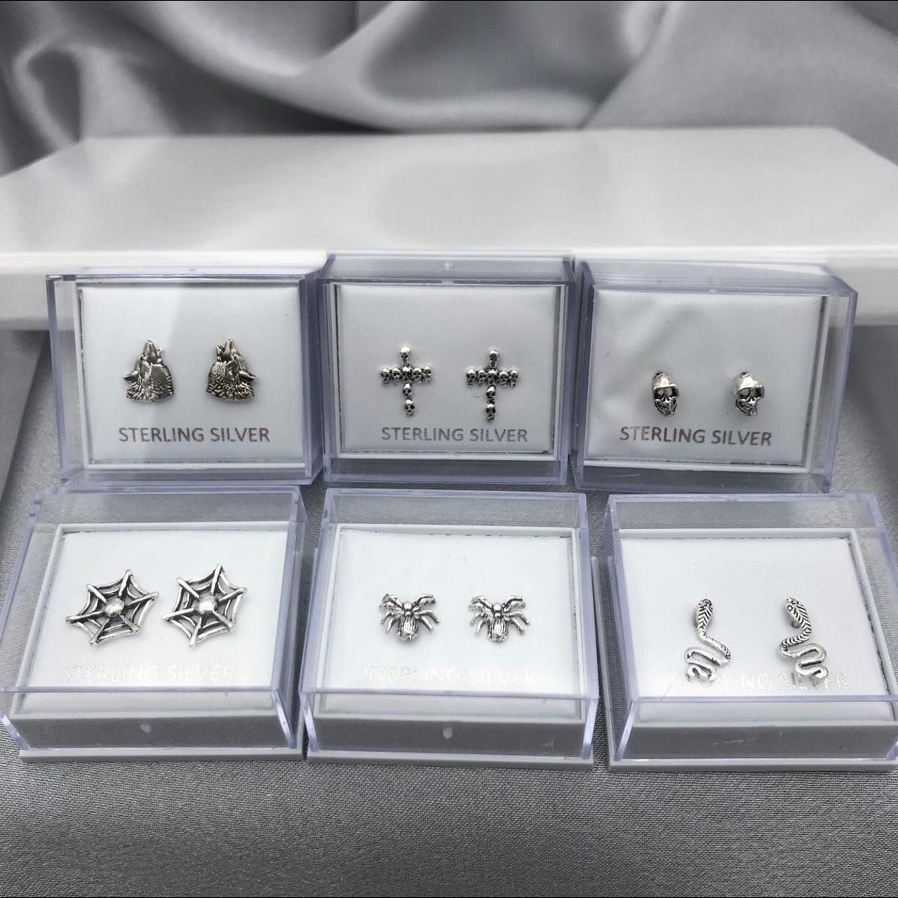 Unisex 925 Sterling Silver Alternative, Gothic, stud... Depop