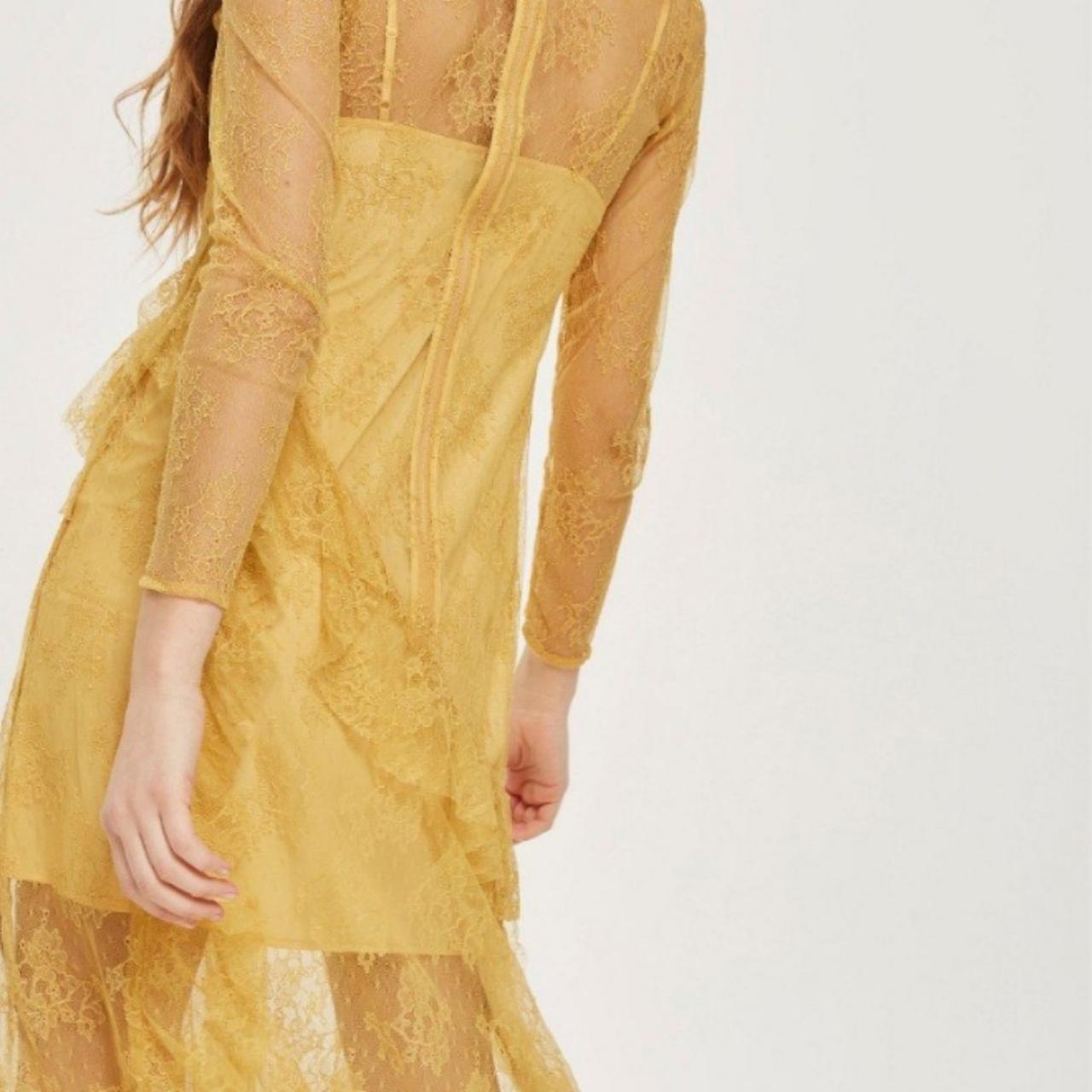 Topshop yellow lace on sale dress