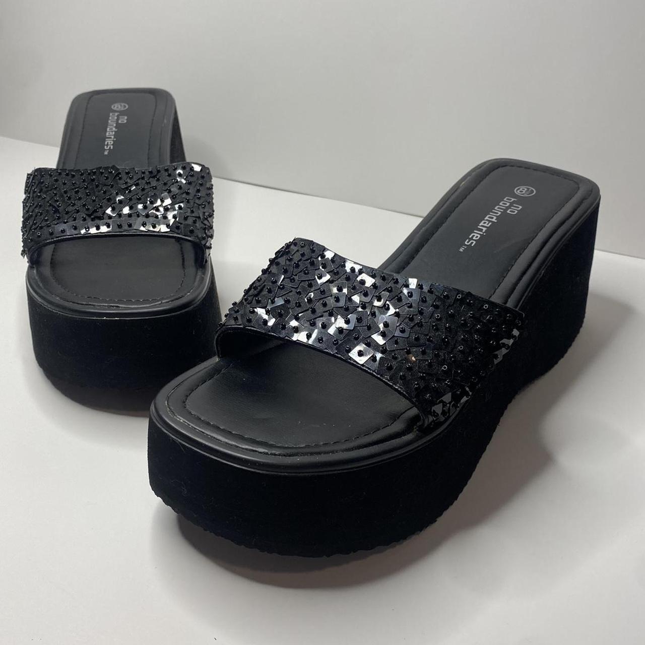 Black bling sale wedges