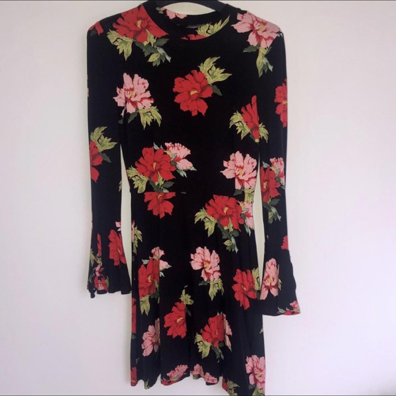 Topshop Women's Black and Red Dress | Depop