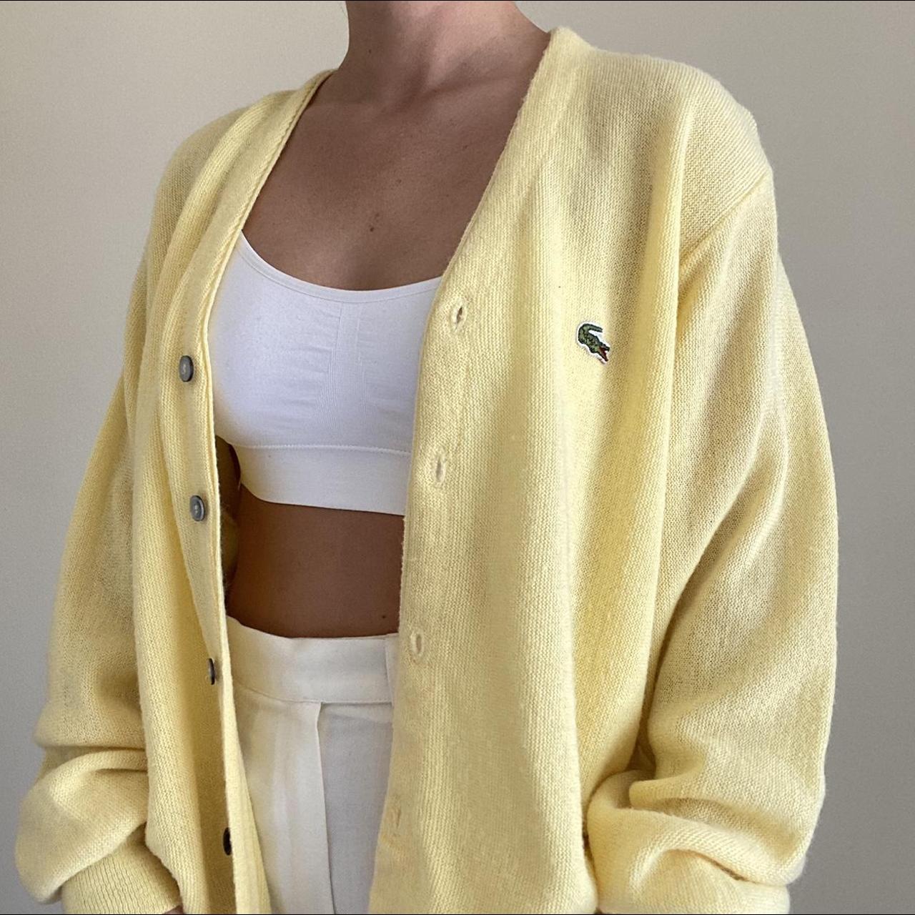 yellow lacoste cardigan