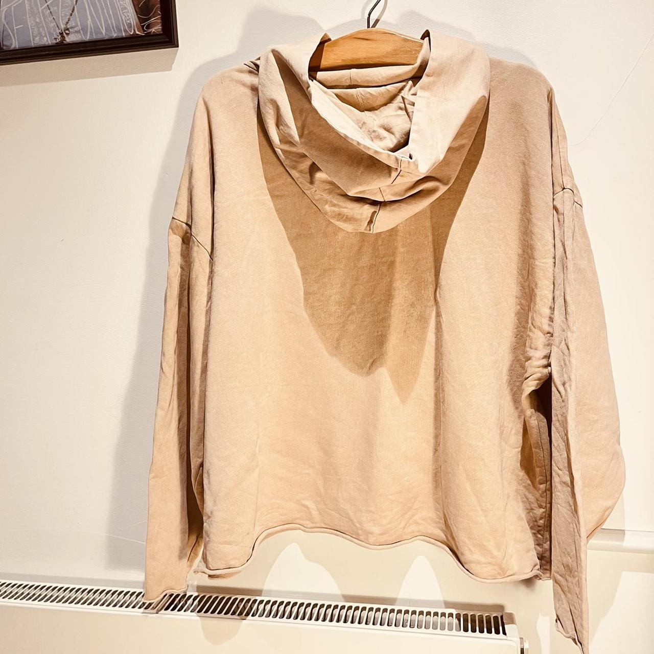 Zara oversized hoodie in pastel pink with raw hem... Depop