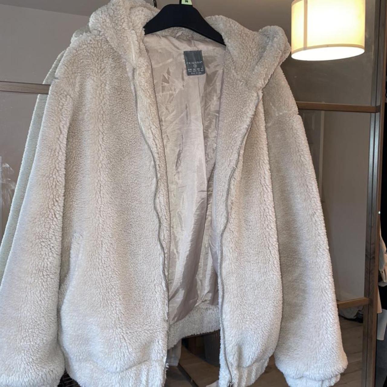 Primark teddy bear fleece jacket Like new Camel,... - Depop