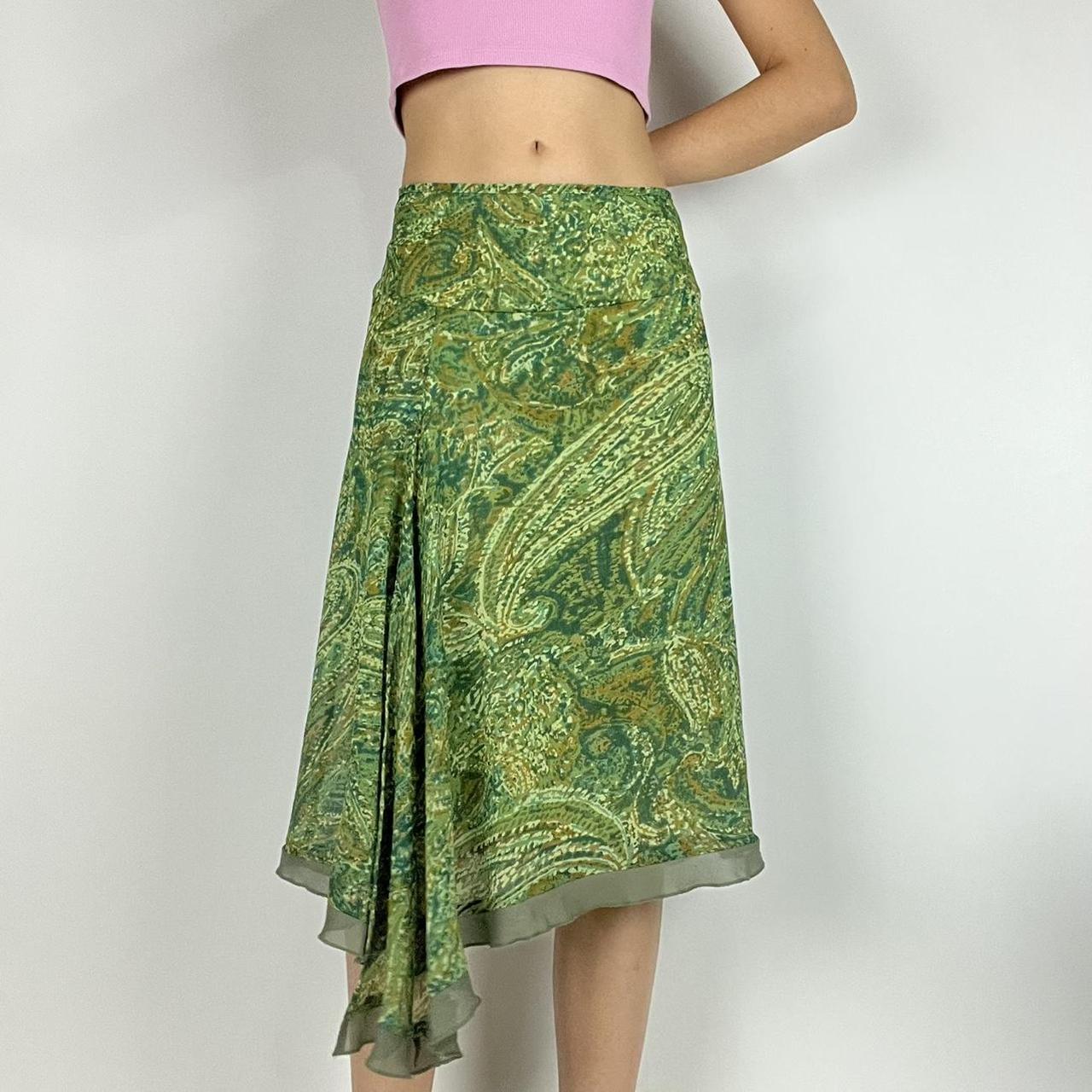 Vintage Y2k Green Fairy Midi Skirt By Worthington!... - Depop