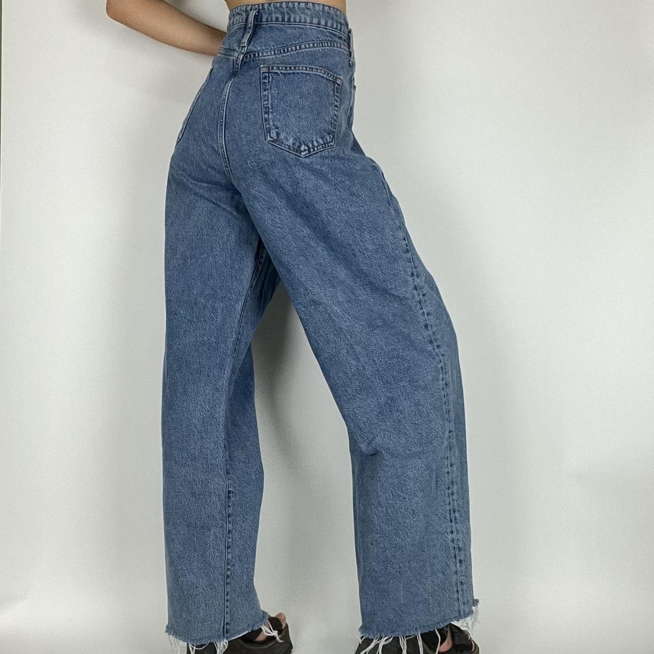 Zara high waisted wide leg jeans Light wash, raw... - Depop