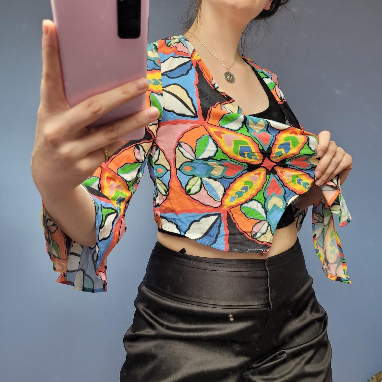 Y2k hippie style flared sleeve top Overall in good... Depop