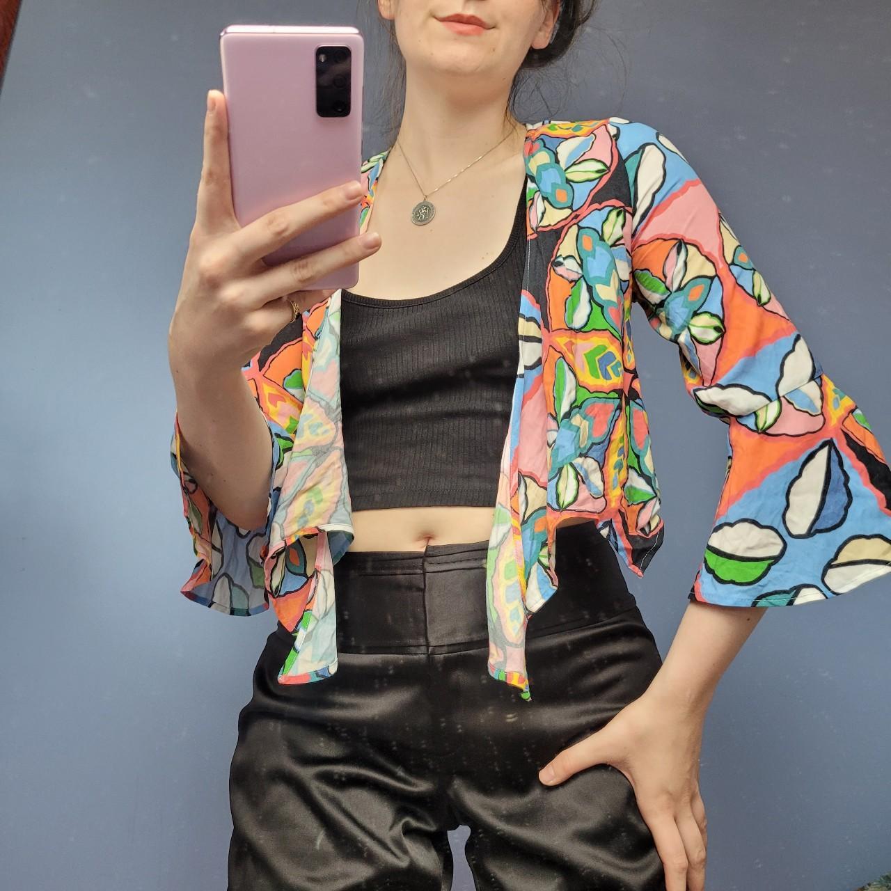 Y2k hippie style flared sleeve top Overall in good... Depop