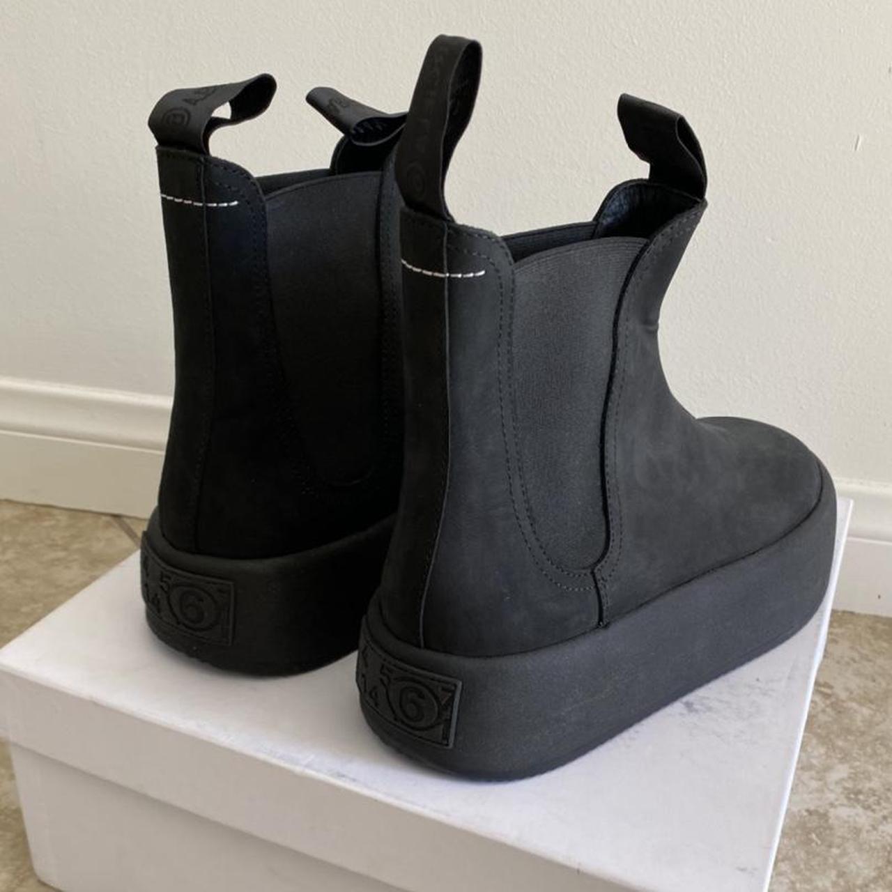 MM6 Maison Margiela Black Leather Platform Chelsea Boots