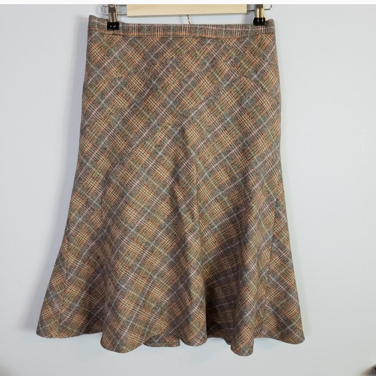 ETRO Milano wool plaid skirt in a bright pattern....