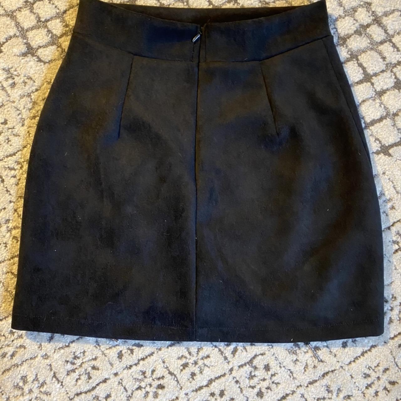 Black suede mini skirt with lace up detail. No tag... - Depop