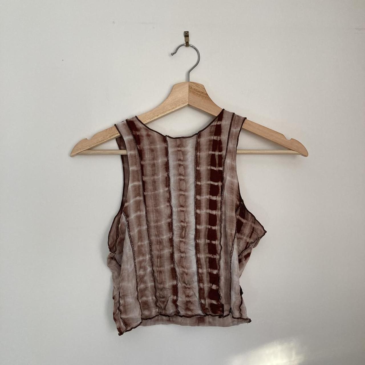 SHEIN Women's Brown and White Croptop Depop