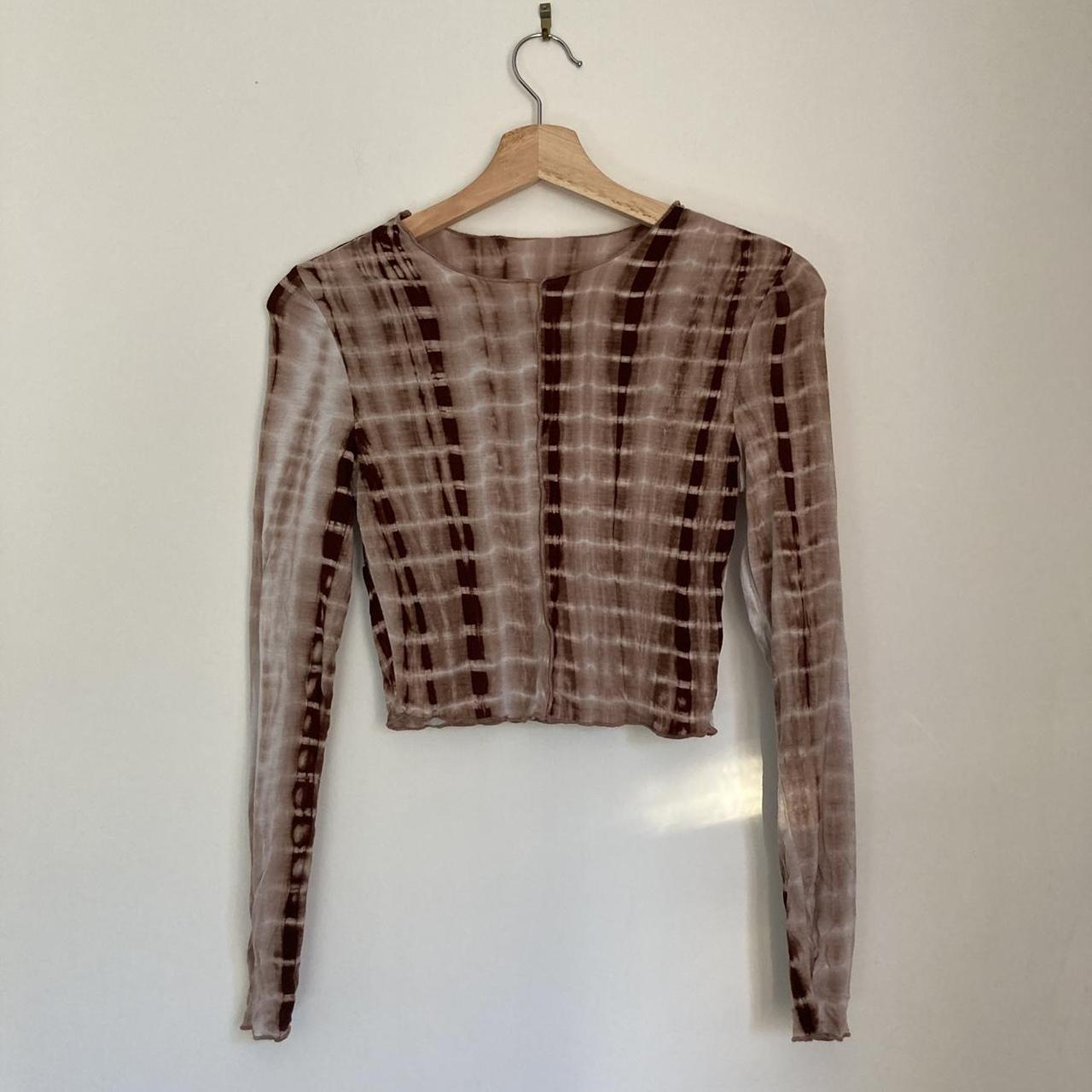 SHEIN Women's Brown and White Croptop Depop
