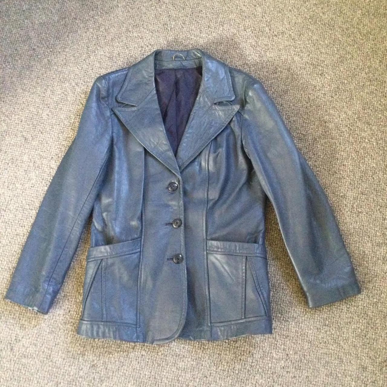 A ladies vintage 1970s leather jacket in an Air... - Depop