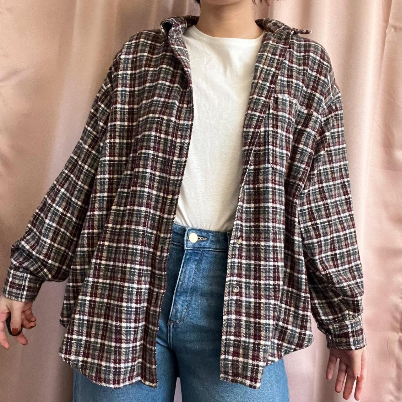 90s plaid flannel button down shirt From the brand... - Depop