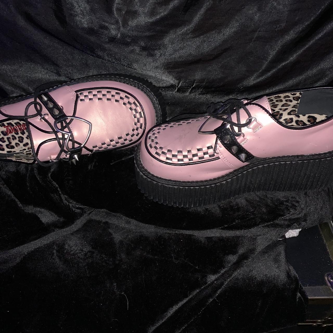 Demonia pink brokenhearted creepers 206 Sz11... Depop