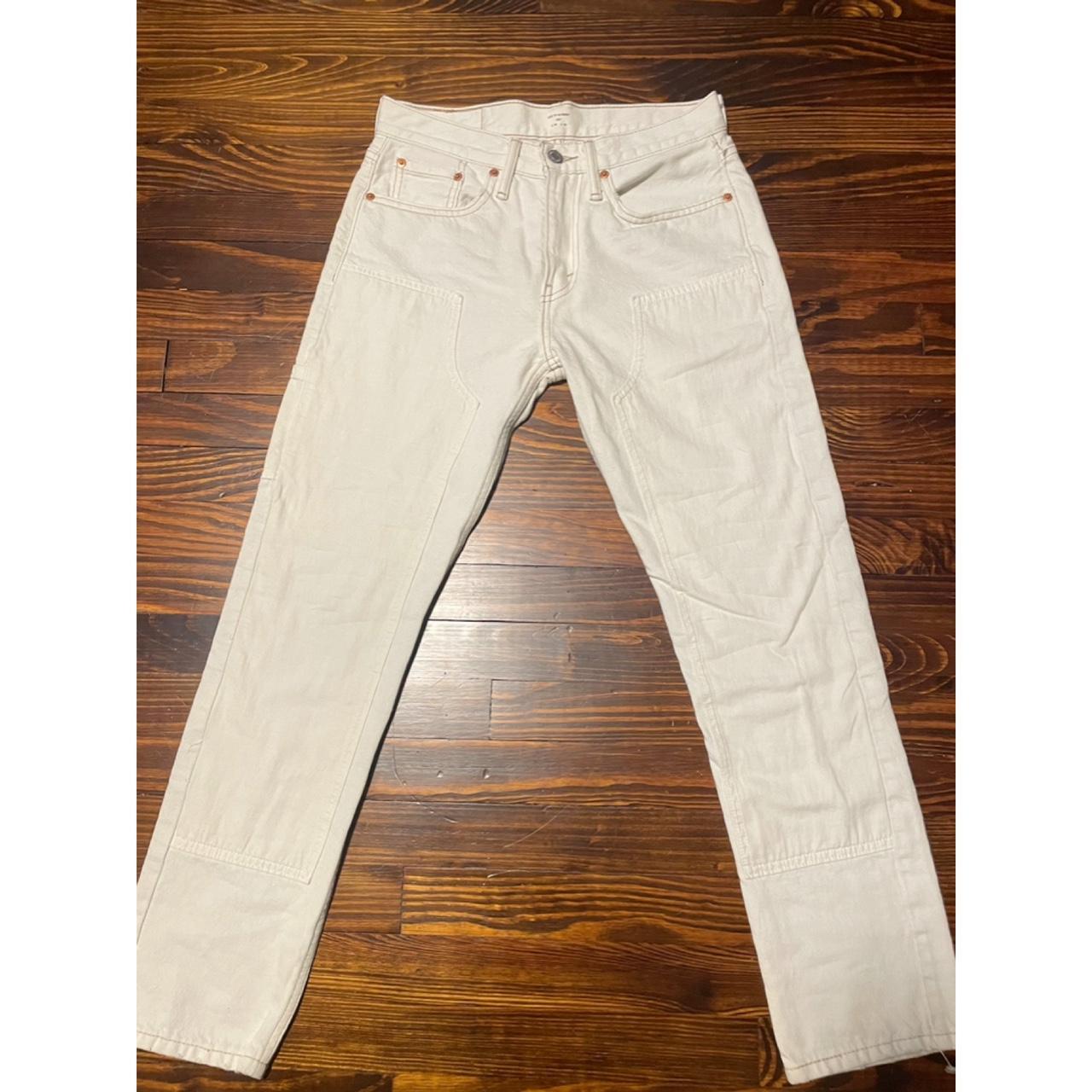 Levi's Women's Cream and White Jeans | Depop