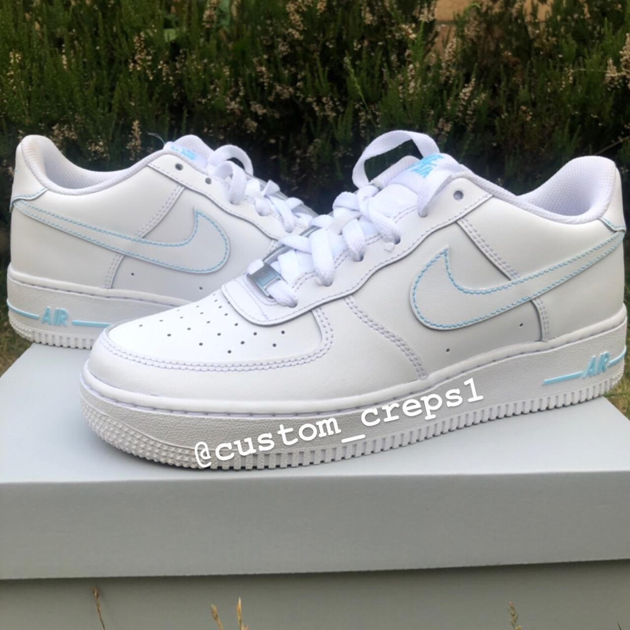 Custom Nike Air Force Stitch Detail Blue 🦋,