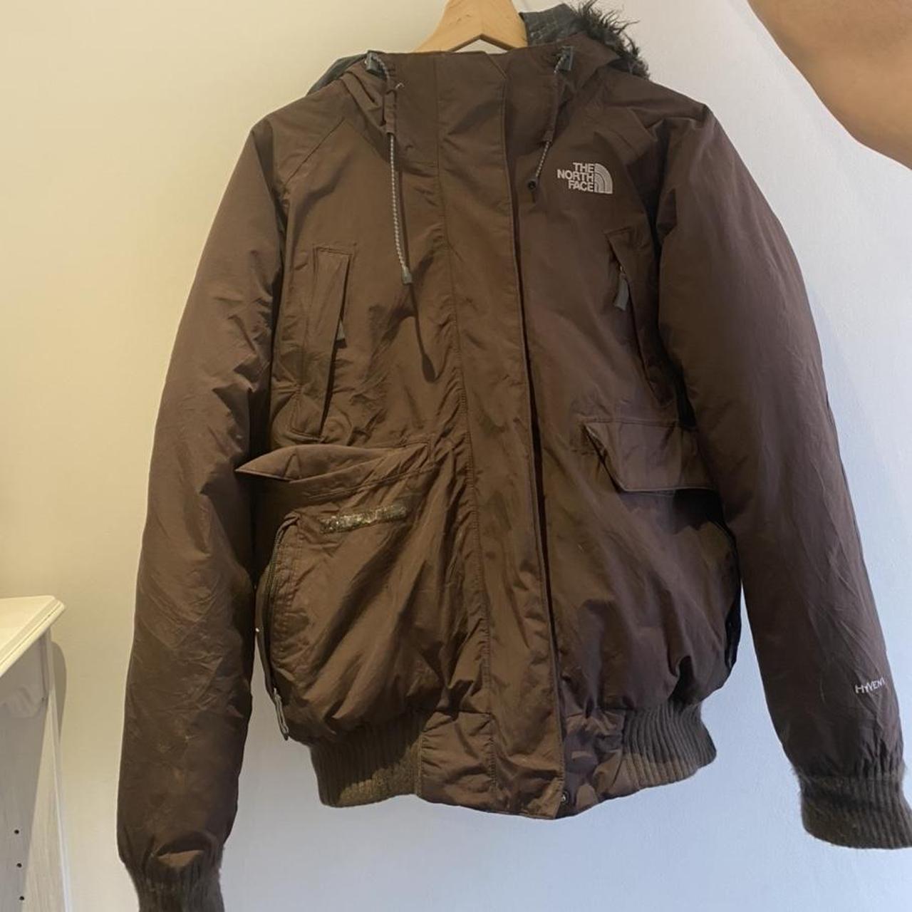 brown north face bomber