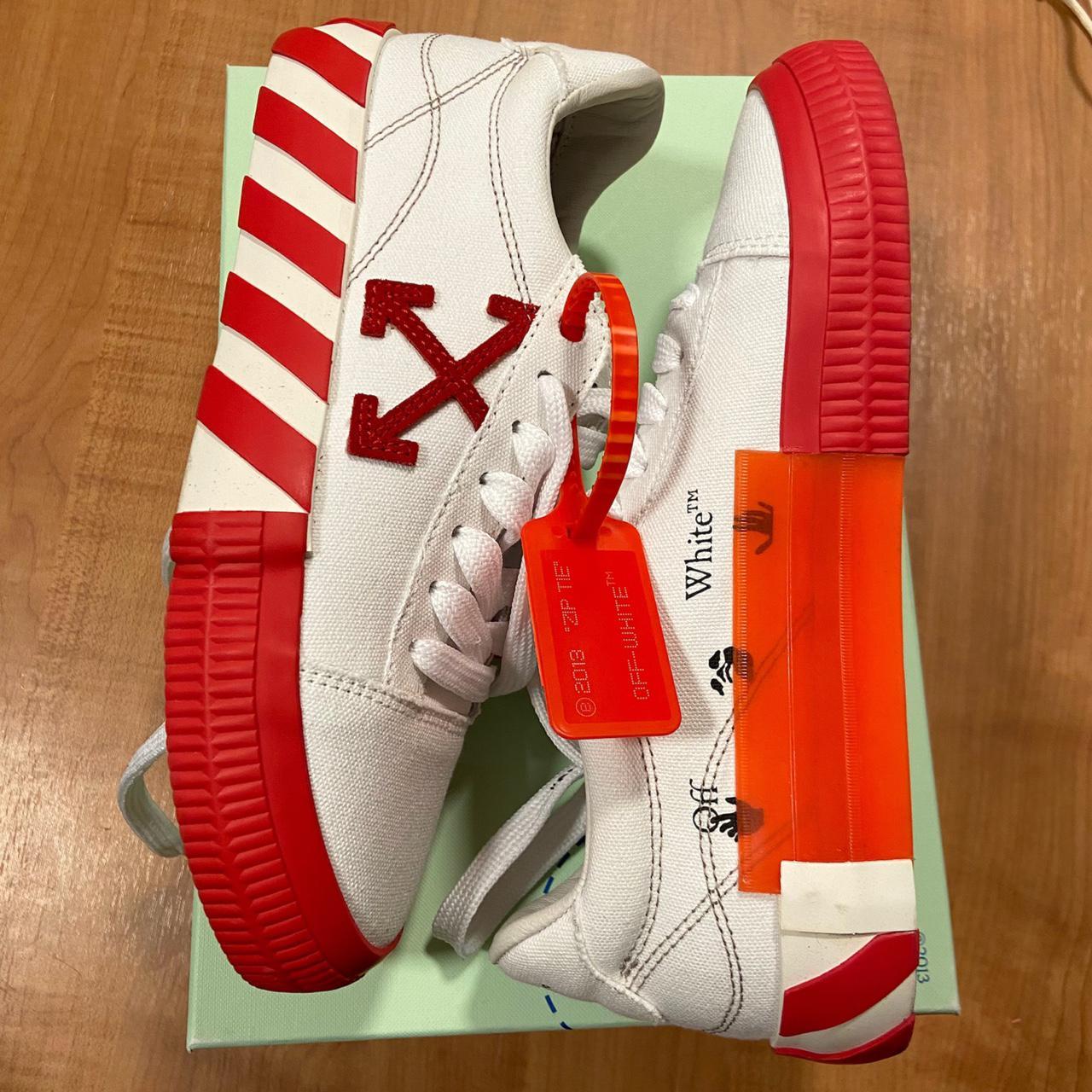 Authentic Off-White canvas low vulcanized sneakers... - Depop