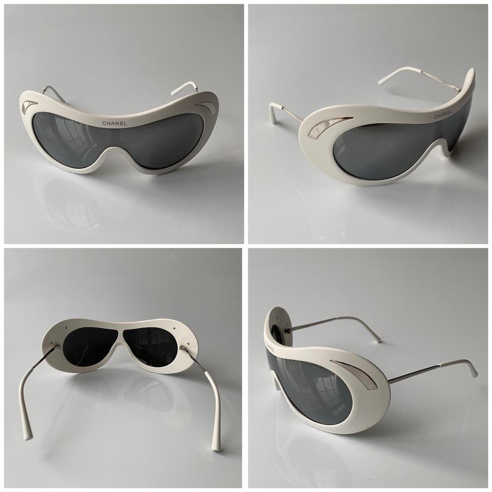 Rare White Chanel Ski Glasses Silver Fall 2000 Sunglasses