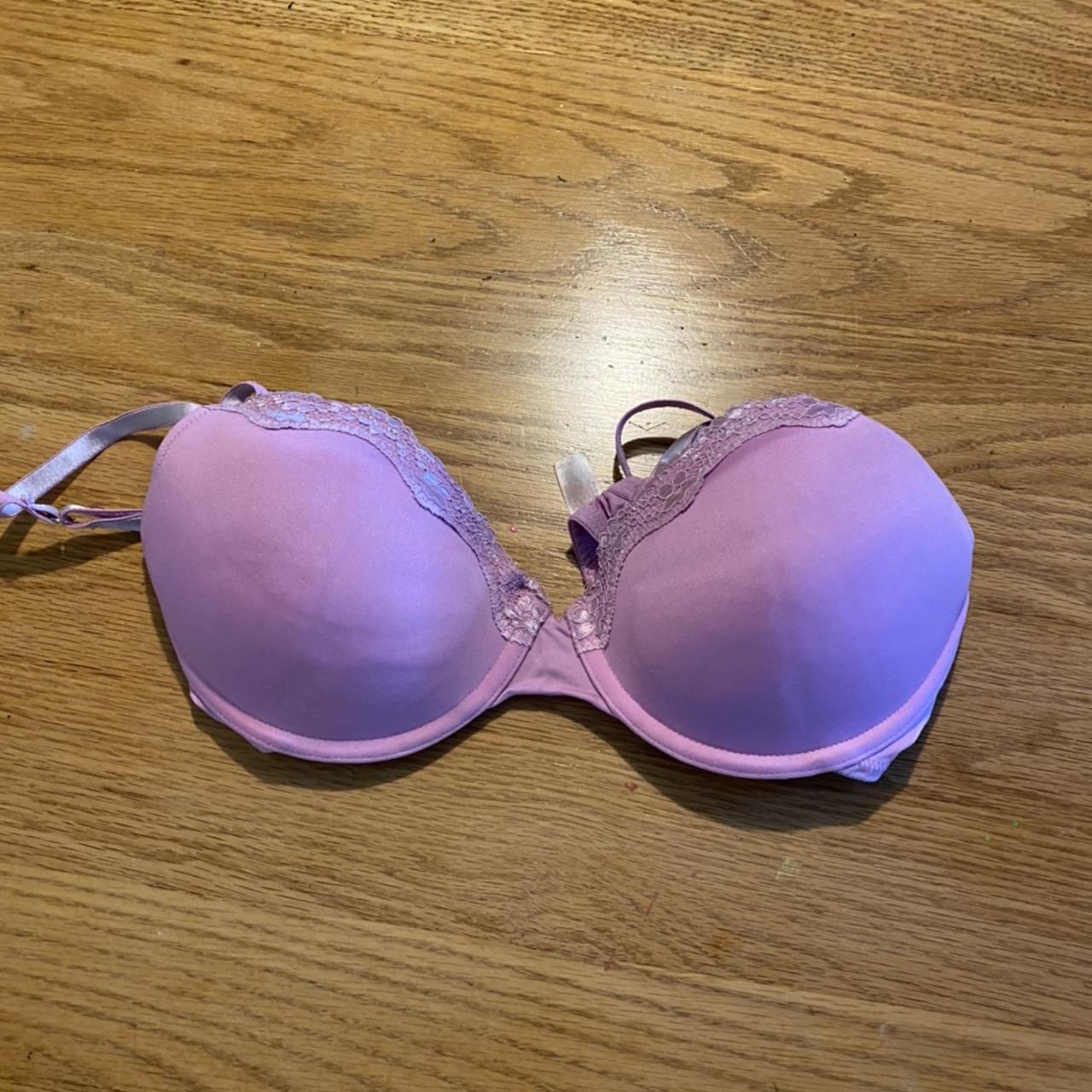 pink push-up bra size: 36C worn a lot, but in good - Depop