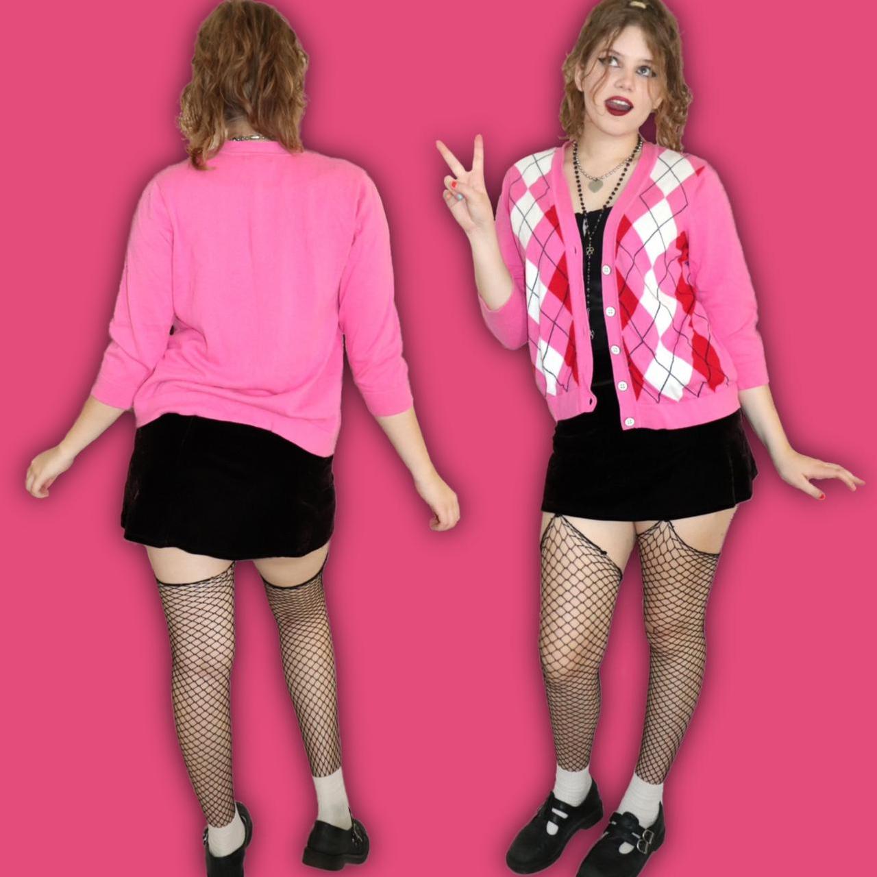 Women's Pink and White Cardigan (3)
