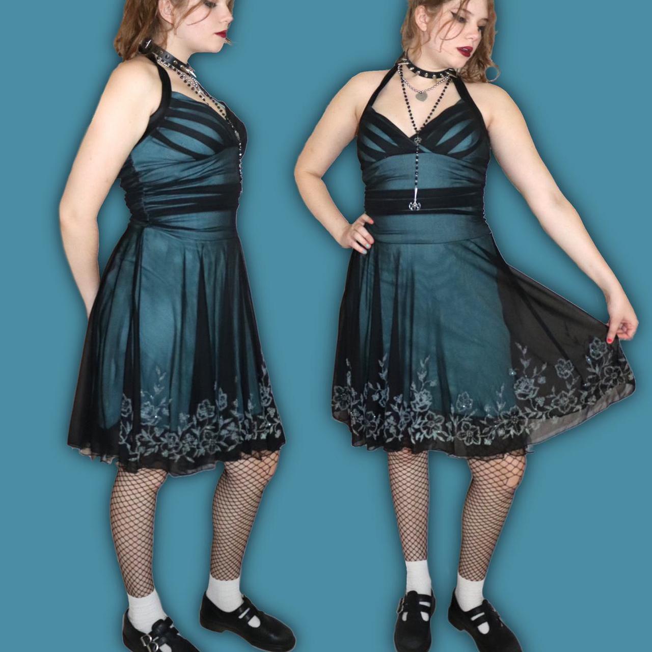 Women's Blue and Black Dress (4)