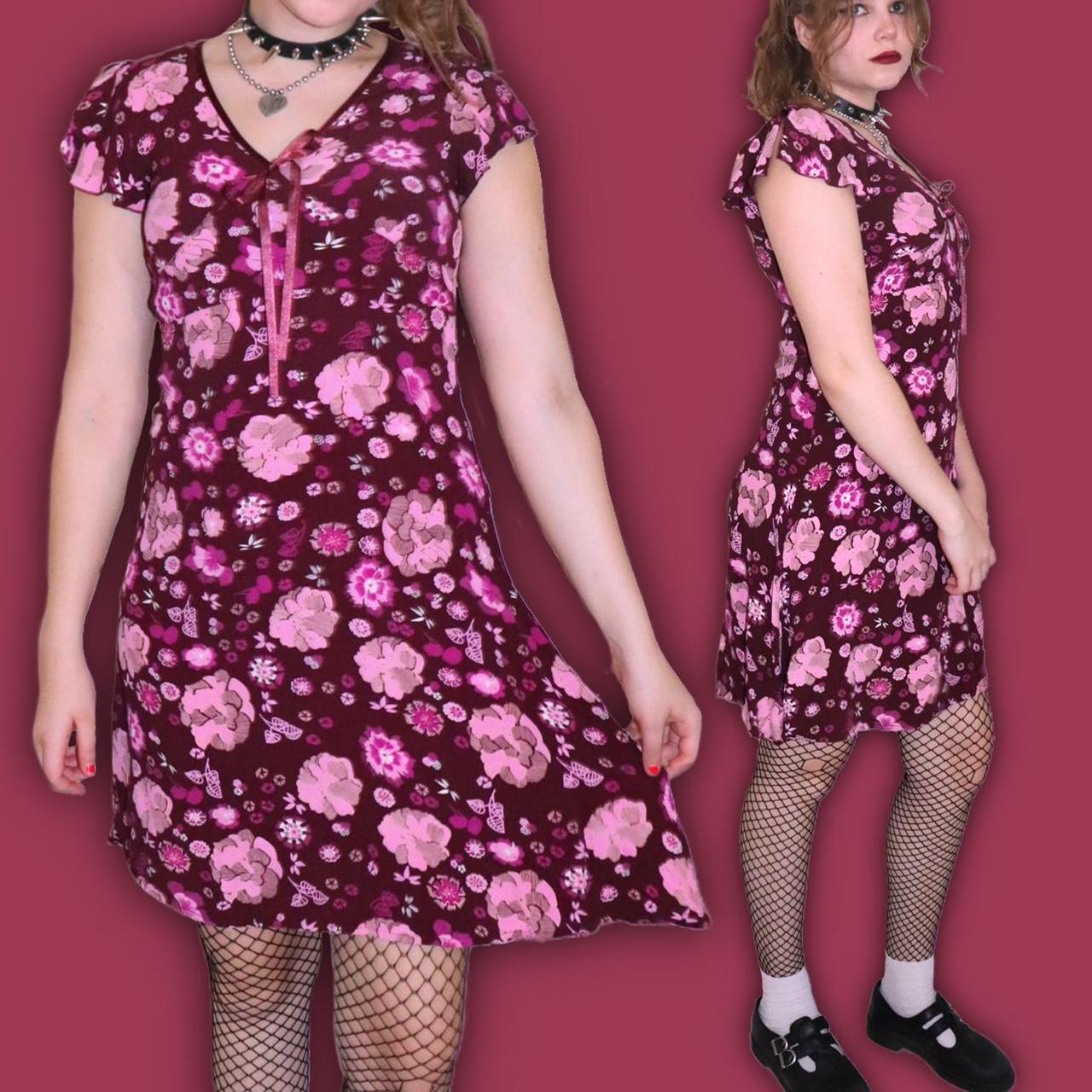 Women's Pink and Burgundy Dress