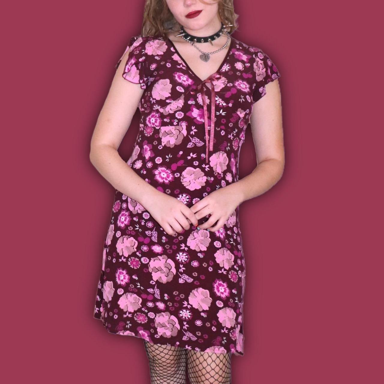 Women's Pink and Burgundy Dress (2)